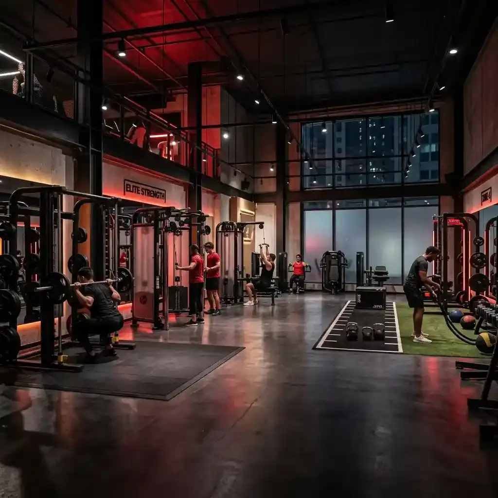 Modern gym machines at Fitness Warrior Bhilai